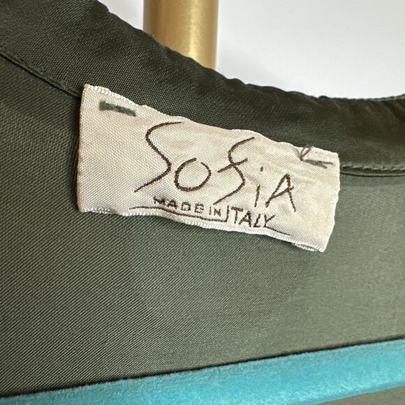 Sofia Made In Italy Silky Dress Womens XL Green Romantic Elegant Designer Gown - Picture 5 of 6